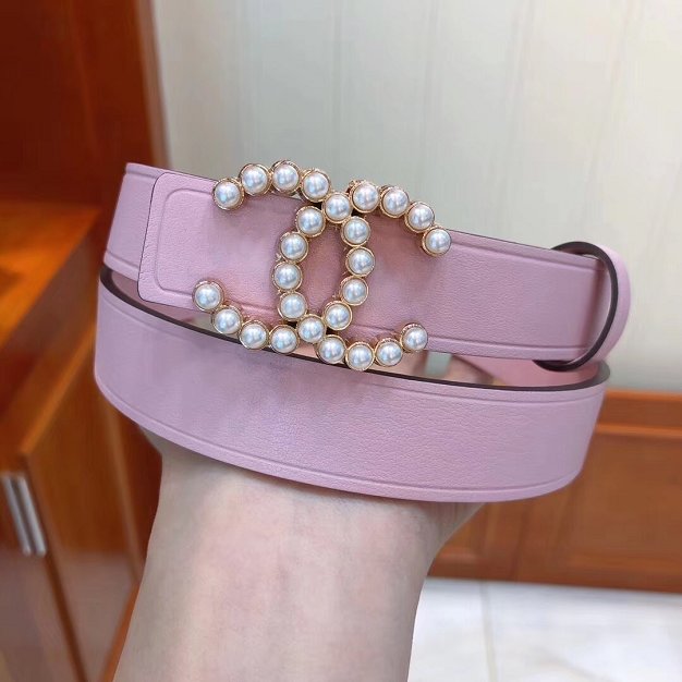 CC original calfskin 25mm pearl belt AA0521 pink