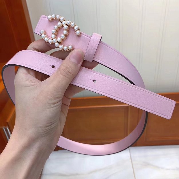 CC original calfskin 25mm pearl belt AA0521 pink