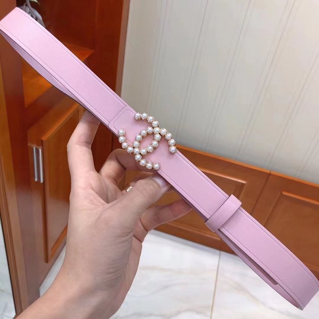 CC original calfskin 25mm pearl belt AA0521 pink