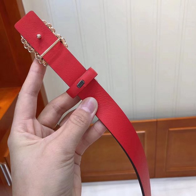 CC original calfskin 25mm pearl belt AA0521 red