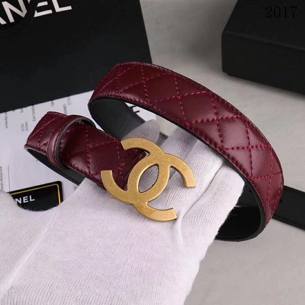 CC original calfskin 30mm belt AA0508 wine red