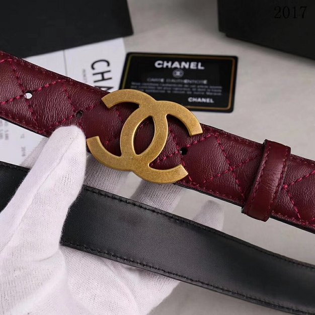 CC original calfskin 30mm belt AA0508 wine red