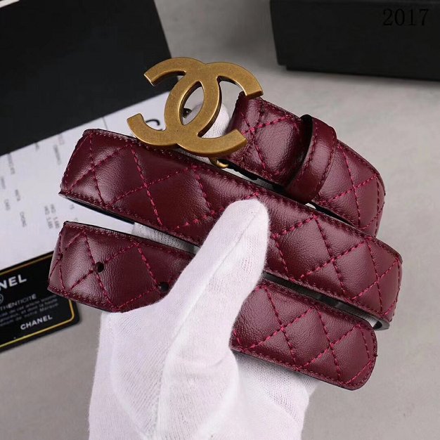 CC original calfskin 30mm belt AA0508 wine red