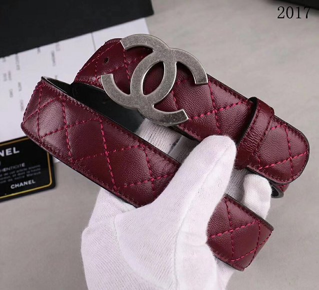 CC original calfskin 30mm belt AA0508 wine red