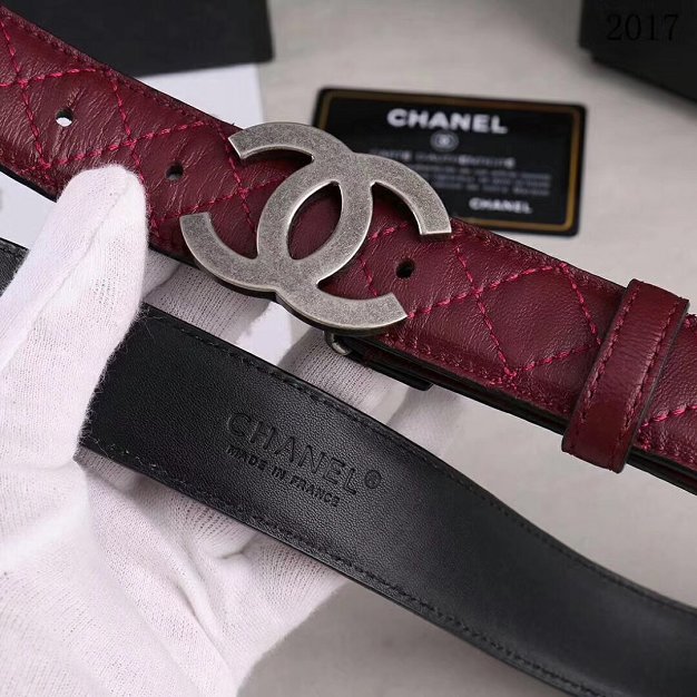 CC original calfskin 30mm belt AA0508 wine red