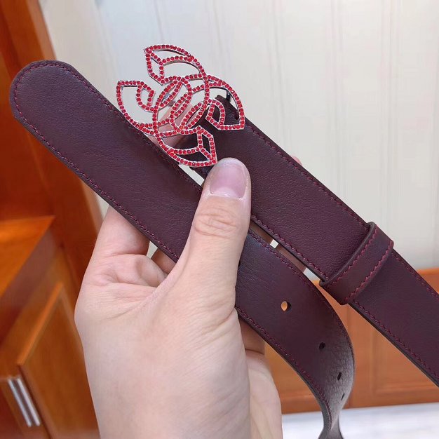 CC original calfskin 30mm belt AA0516 burgundy