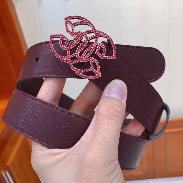 CC original calfskin 30mm belt AA0516 burgundy