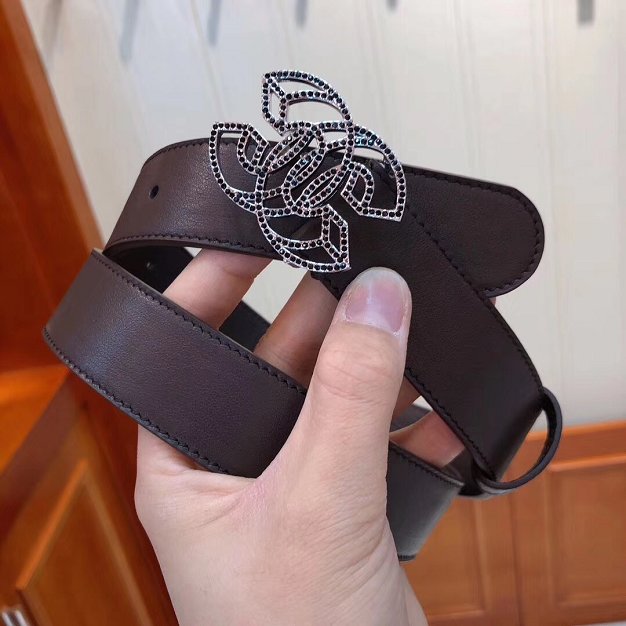 CC original calfskin 30mm belt AA0516 dark coffee