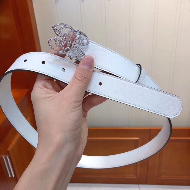 CC original calfskin 30mm belt AA0516 white