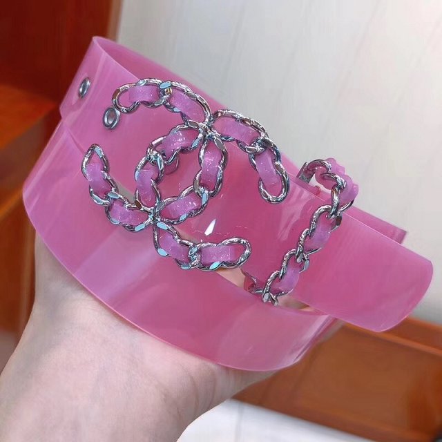 CC original calfskin 30mm transparent belt AA0522 pink