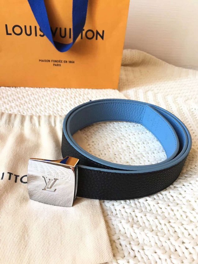 Louis vuitton original calfskin 30mm belt m6117 black&blue