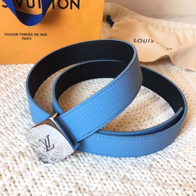 Louis vuitton original calfskin 30mm belt m6117 black&blue