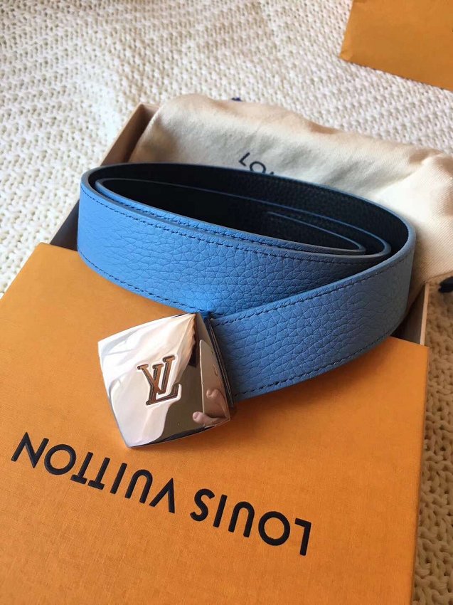 Louis vuitton original calfskin 30mm belt m6117 black&blue