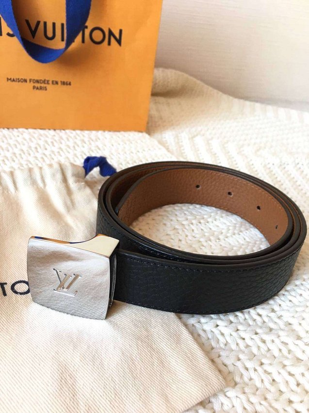 Louis vuitton original calfskin 30mm belt m6117 black&coffee