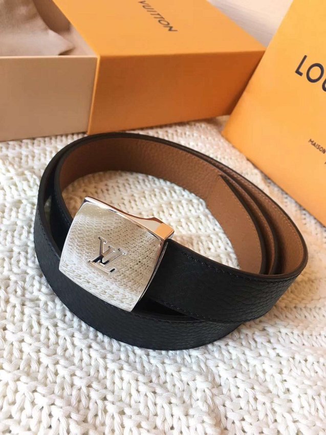 Louis vuitton original calfskin 30mm belt m6117 black&coffee