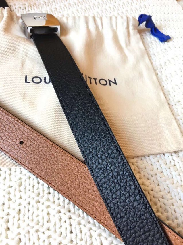 Louis vuitton original calfskin 30mm belt m6117 black&coffee