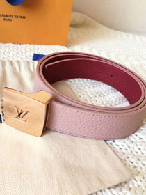 Louis vuitton original calfskin 30mm belt m6117 pink&burgundy