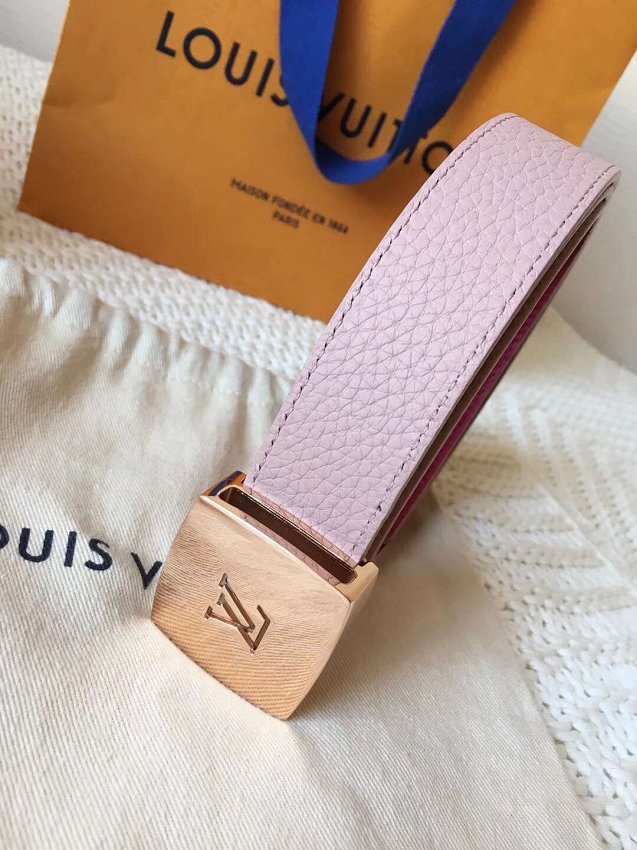 Louis vuitton original calfskin 30mm belt m6117 pink&burgundy