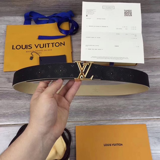 Louis vuitton original calfskin 35mm belt m0008 black