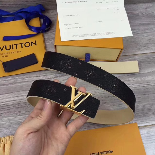 Louis vuitton original calfskin 35mm belt m0008 black