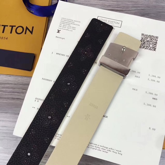 Louis vuitton original calfskin 35mm belt m0008 black