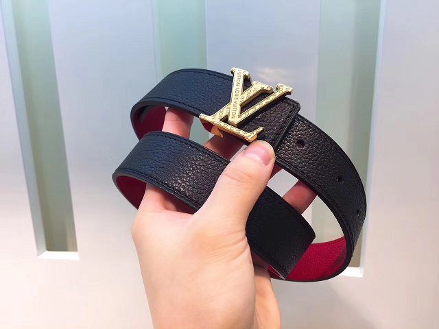 Louis vuitton original calfskin Initiales 30mm belt M9521W black