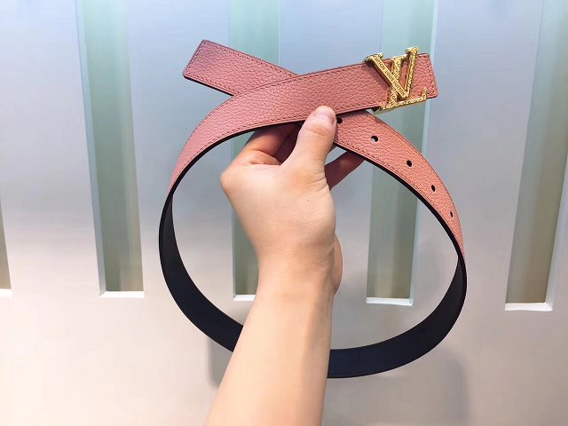 Louis vuitton original calfskin Initiales 30mm belt M9521W pink