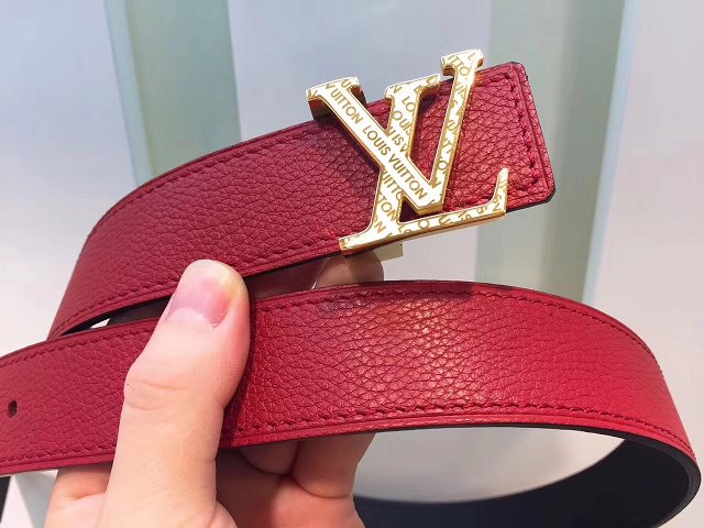 Louis vuitton original calfskin Initiales 30mm belt M9521W red