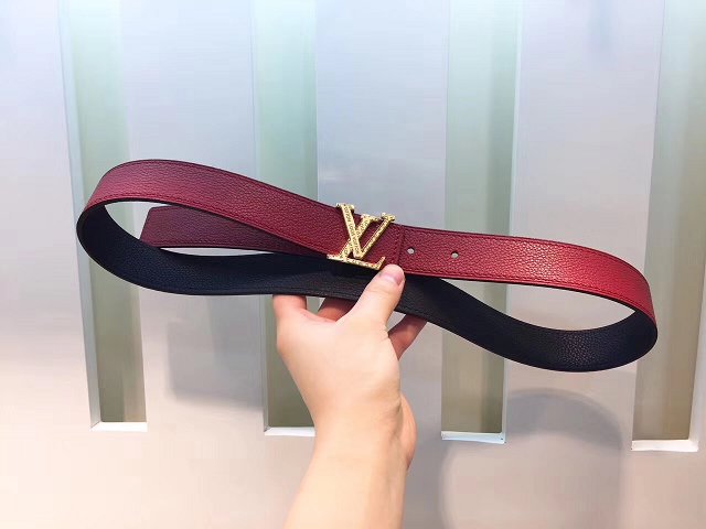 Louis vuitton original calfskin Initiales 30mm belt M9521W red