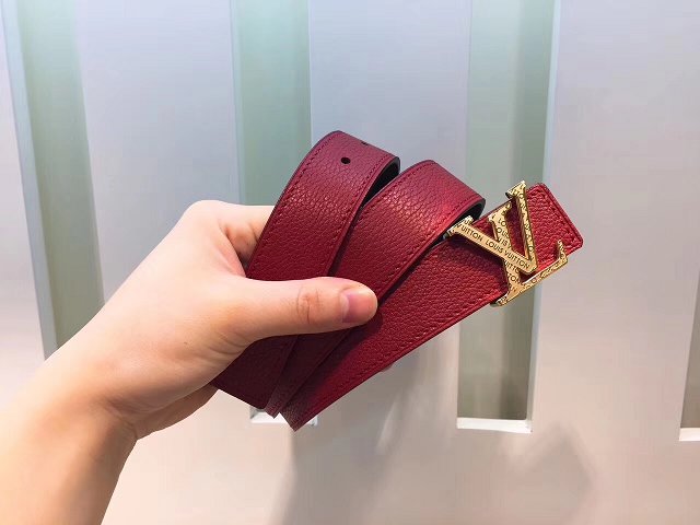 Louis vuitton original calfskin Initiales 30mm belt M9521W red