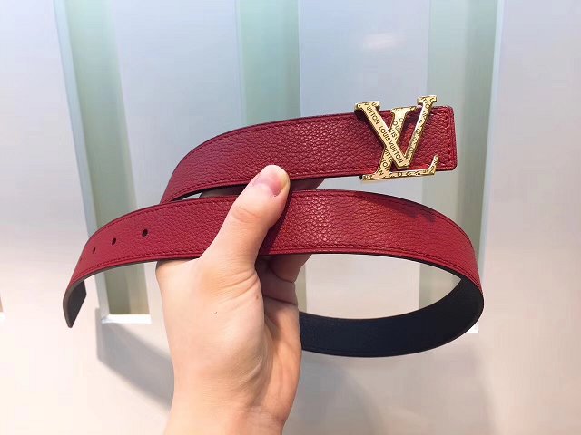 Louis vuitton original calfskin Initiales 30mm belt M9521W red