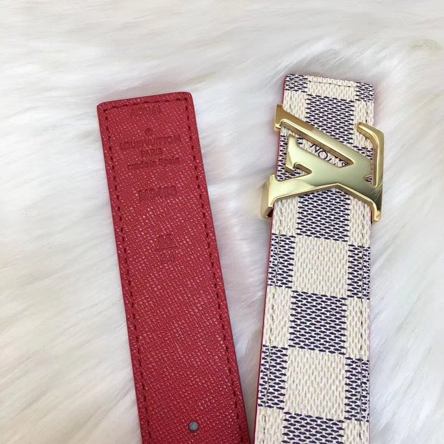 Louis vuitton original damier azur Initiales 30mm belt M0073U red