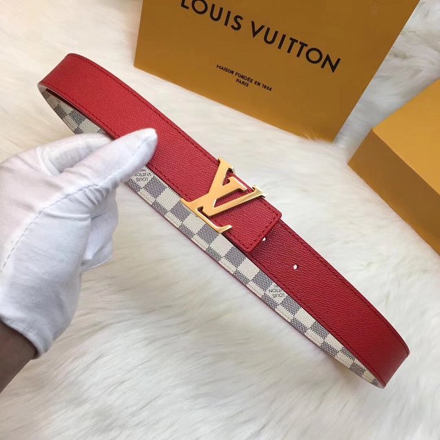 Louis vuitton original damier azur Initiales 30mm belt M0073U red