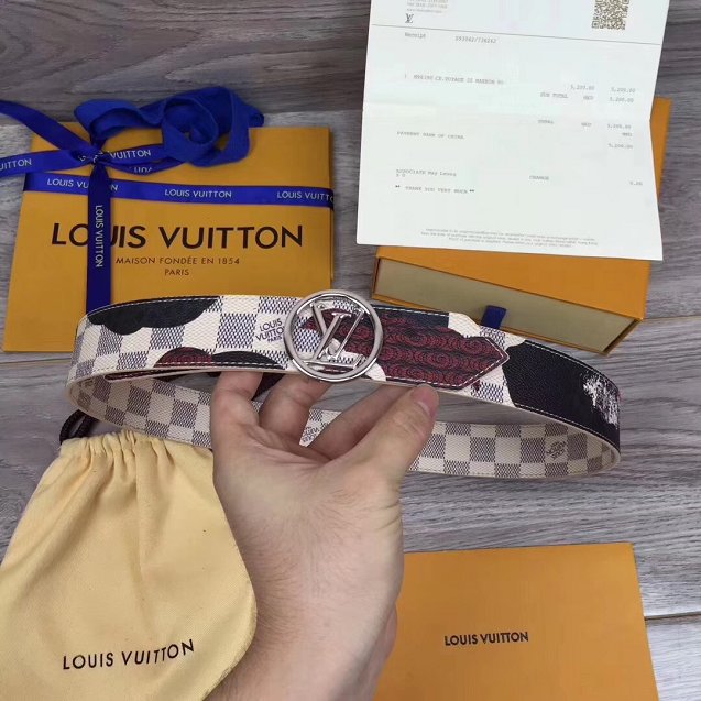 Louis vuitton original damier azur circle 35mm belt M0144U