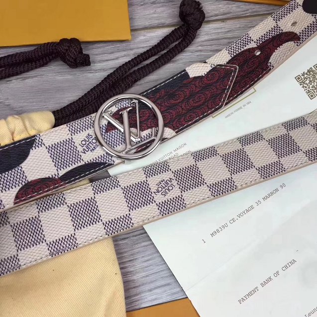 Louis vuitton original damier azur circle 35mm belt M0144U