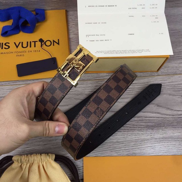 Louis vuitton original damier ebene 30mm belt m9937 black