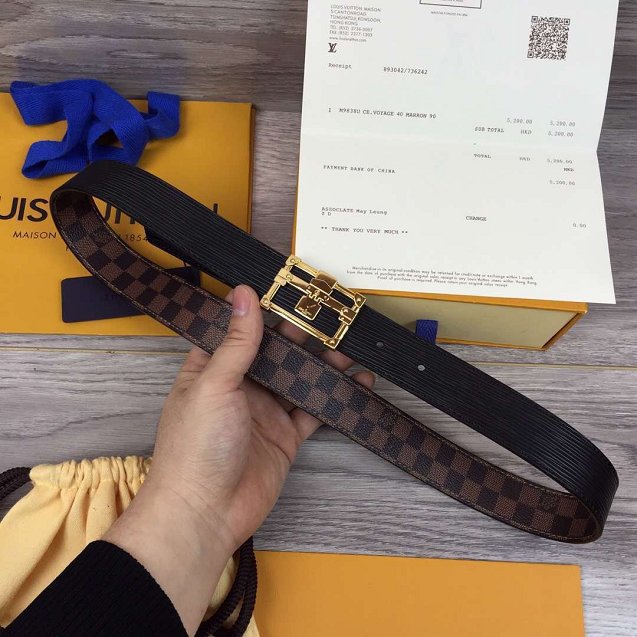 Louis vuitton original damier ebene 30mm belt m9937 black