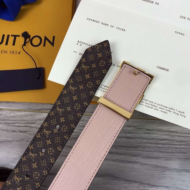 Louis vuitton original damier ebene 30mm belt m9938 pink