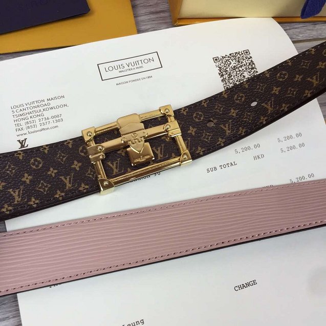 Louis vuitton original damier ebene 30mm belt m9938 pink