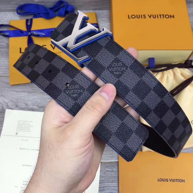 Louis vuitton original damier graphite Initiales 40mm belt M0079Q blue