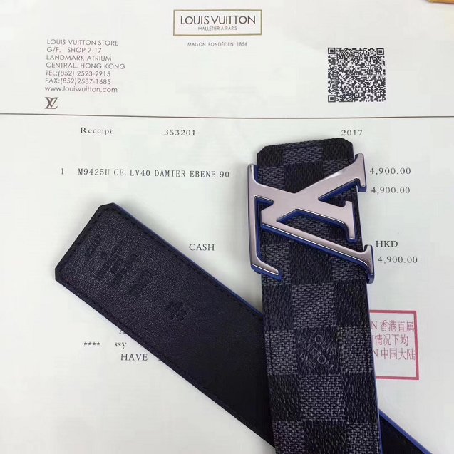 Louis vuitton original damier graphite Initiales 40mm belt M0079Q blue