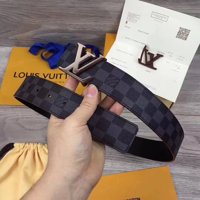 Louis vuitton original damier graphite Initiales 40mm belt M0079Q coffee