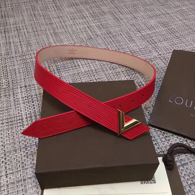 Louis vuitton original epi leather v 30mm belt M9021W red