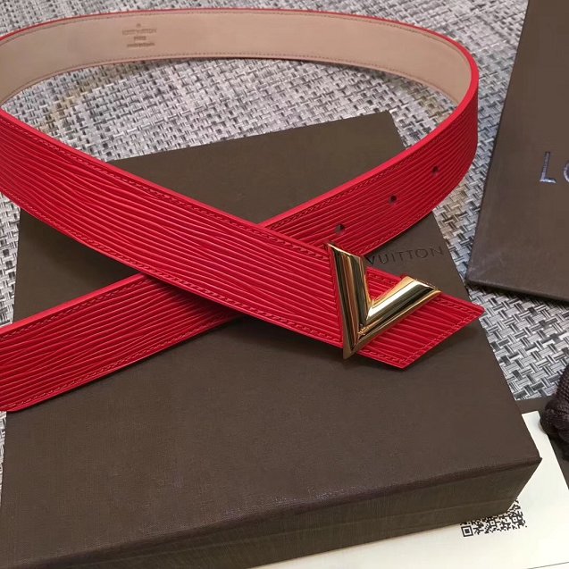 Louis vuitton original epi leather v 30mm belt M9021W red