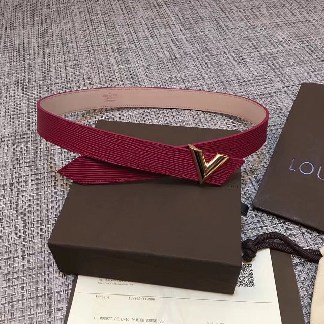 Louis vuitton original epi leather v 30mm belt M9021W red