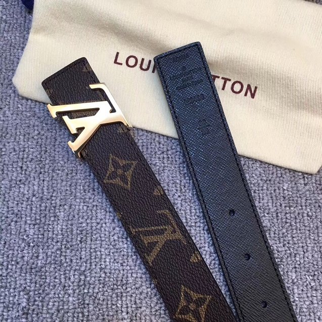 Louis vuitton original monogram canvas Initiales 30mm belt M0072U black