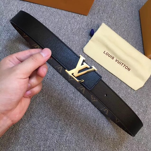 Louis vuitton original monogram canvas Initiales 30mm belt M0072U black