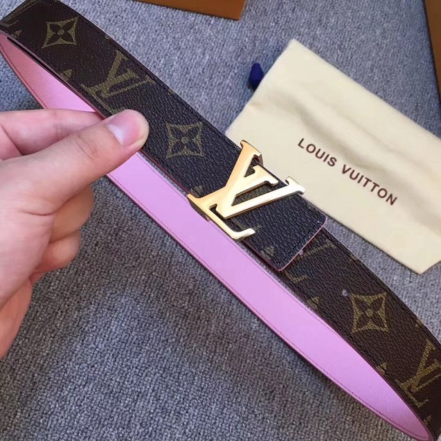 Louis vuitton original monogram canvas Initiales 30mm belt M0072U pink