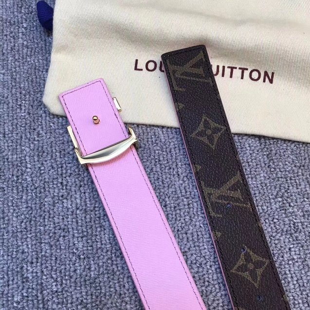 Louis vuitton original monogram canvas Initiales 30mm belt M0072U pink