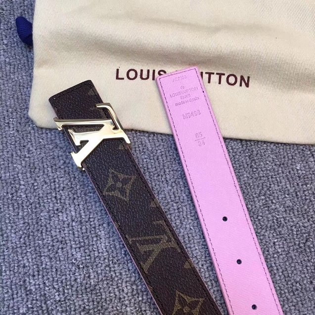 Louis vuitton original monogram canvas Initiales 30mm belt M0072U pink